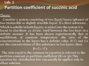 Distribution coefficient of succinic acid