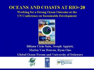 OCEANS AND COASTS AT RIO20 Working for a