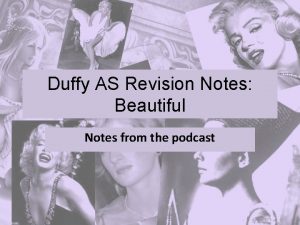 Duffy AS Revision Notes Beautiful Notes from the