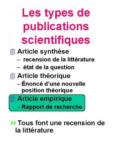 Types de publications scientifiques