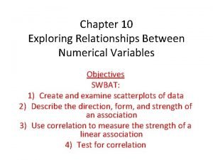 Relationships between two numerical variables