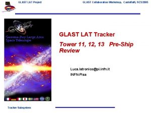 GLAST LAT Project GLAST Collaboration Workshop Castelfalfi 9232005