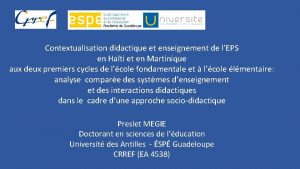 Contextualisation didactique et enseignement de lEPS en Hati