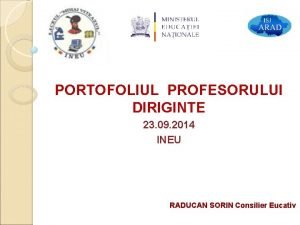 PORTOFOLIUL PROFESORULUI DIRIGINTE 23 09 2014 INEU RADUCAN