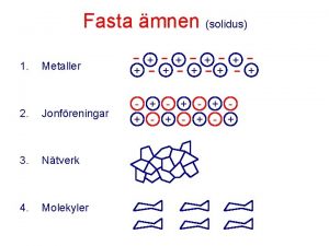 Fasta mnen solidus 1 Metaller 2 Jonfreningar 3