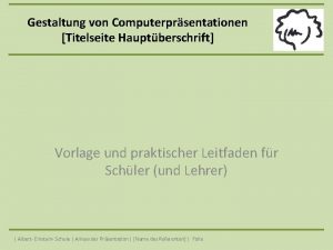 Gestaltung von Computerprsentationen Titelseite Hauptberschrift Vorlage und praktischer