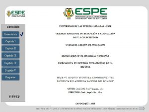 Contenido Presentacin Captulo III Captulo IV Captulo V Contenido Presentacin Captulo III Captulo IV Captulo V