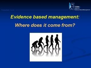 Postgraduate Course Evidence based management Where does it