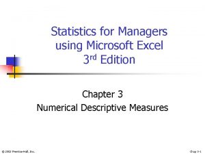 Statistics for Managers using Microsoft Excel 3 rd