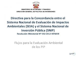 MINISTERIO DE ECONOMA Y FINANZAS DIRECCIN GENERAL DE