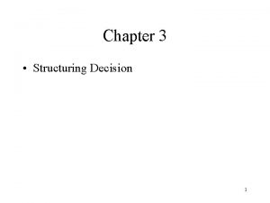 Chapter 3 Structuring Decision 1 Structuring Decisions Learning