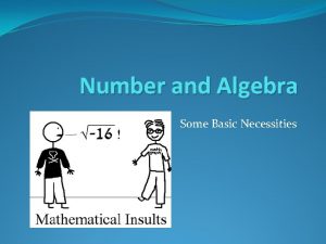 Number and Algebra Some Basic Necessities Number sets
