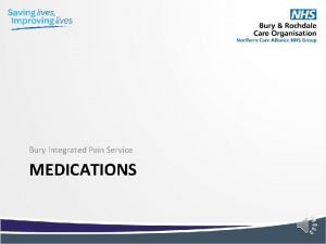 Bury Integrated Pain Service MEDICATIONS Medications and Persistent