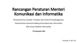 Rancangan Peraturan Menteri Komunikasi dan Informatika Tentang Norma