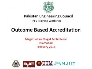 Pakistan Engineering Council PEV Training Workshop Outcome Based