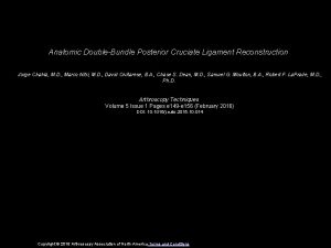 Anatomic DoubleBundle Posterior Cruciate Ligament Reconstruction Jorge Chahla