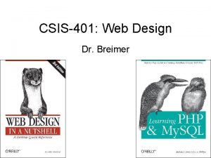 CSIS401 Web Design Dr Breimer Some Background History