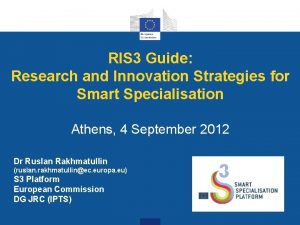 RIS 3 Guide Research and Innovation Strategies for
