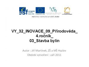 VY32INOVACE09Prodovda 4 ronk 03Stavba bylin Autor Ji Martnek