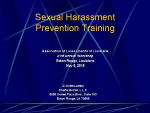 Sexual Harassment Prevention Training Association of Levee Boards