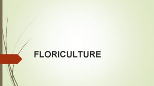 FLORICULTURE Introduction Floriculture may be defined as the