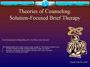 Solution focused therapy powerpoint