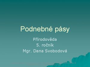 Podnebn psy Prodovda 5 ronk Mgr Dana Svobodov