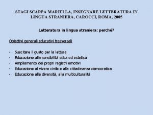 STAGI SCARPA MARIELLA INSEGNARE LETTERATURA IN LINGUA STRANIERA