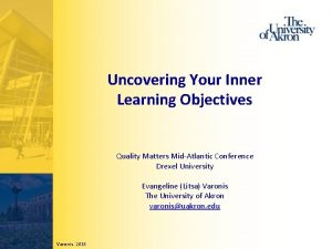 Uncovering Your Inner Learning Objectives Quality Matters MidAtlantic
