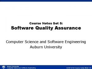 Course Notes Set 5 Software Quality Assurance Computer