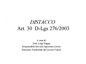 Art 30 dlgs 276/03