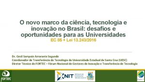 O novo marco da cincia tecnologia e inovao