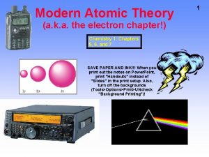 Modern Atomic Theory a k a the electron