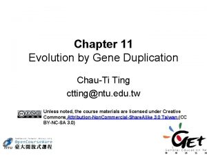 Chapter 11 Evolution by Gene Duplication ChauTi Ting