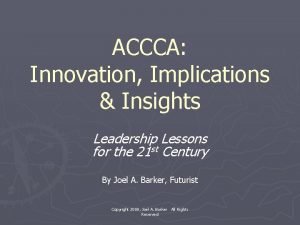 ACCCA Innovation Implications Insights Leadership Lessons for the