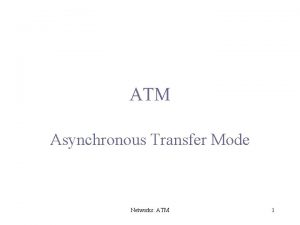 ATM Asynchronous Transfer Mode Networks ATM 1 Voice