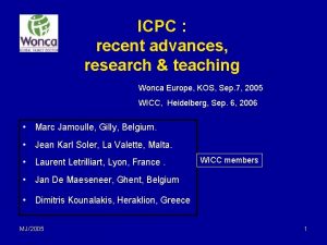 ICPC recent advances research teaching Wonca Europe KOS