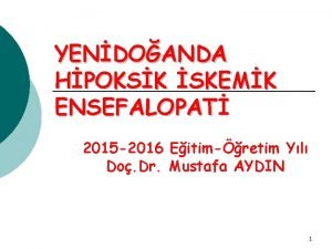 YENDOANDA HPOKSK SKEMK ENSEFALOPAT 2015 2016 Eitimretim Yl