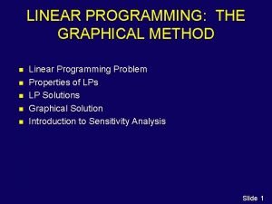 LINEAR PROGRAMMING THE GRAPHICAL METHOD n n n