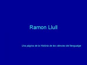 Ramon Llull Una pgina de la Histria de