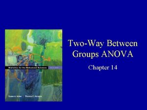 TwoWay Between Groups ANOVA Chapter 14 TwoWay ANOVAs