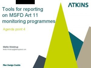 Tools for reporting on MSFD Art 11 monitoring