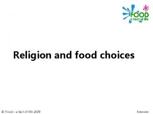 Religion and food choices Food a fact of
