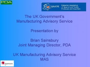 Manufacturing advisory service uk