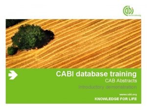 Cabi: cab abstracts