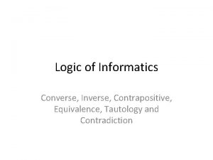 Logic of Informatics Converse Inverse Contrapositive Equivalence Tautology