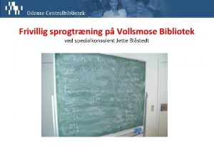 Frivillig sprogtrning p Vollsmose Bibliotek ved specialkonsulent Jette