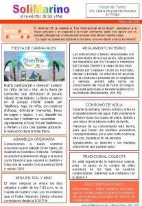 Vocal de Turno el newsletter de Sol y