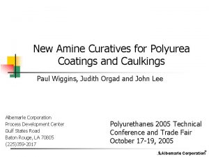 New Amine Curatives for Polyurea Coatings and Caulkings