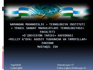 Yengil sanoat mahsulotlari texnologiyasi